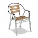 Sillon Modelo M270 Aluminio anodizado con asiento y respaldo en costillas de madera (Consultar disponibilidad)